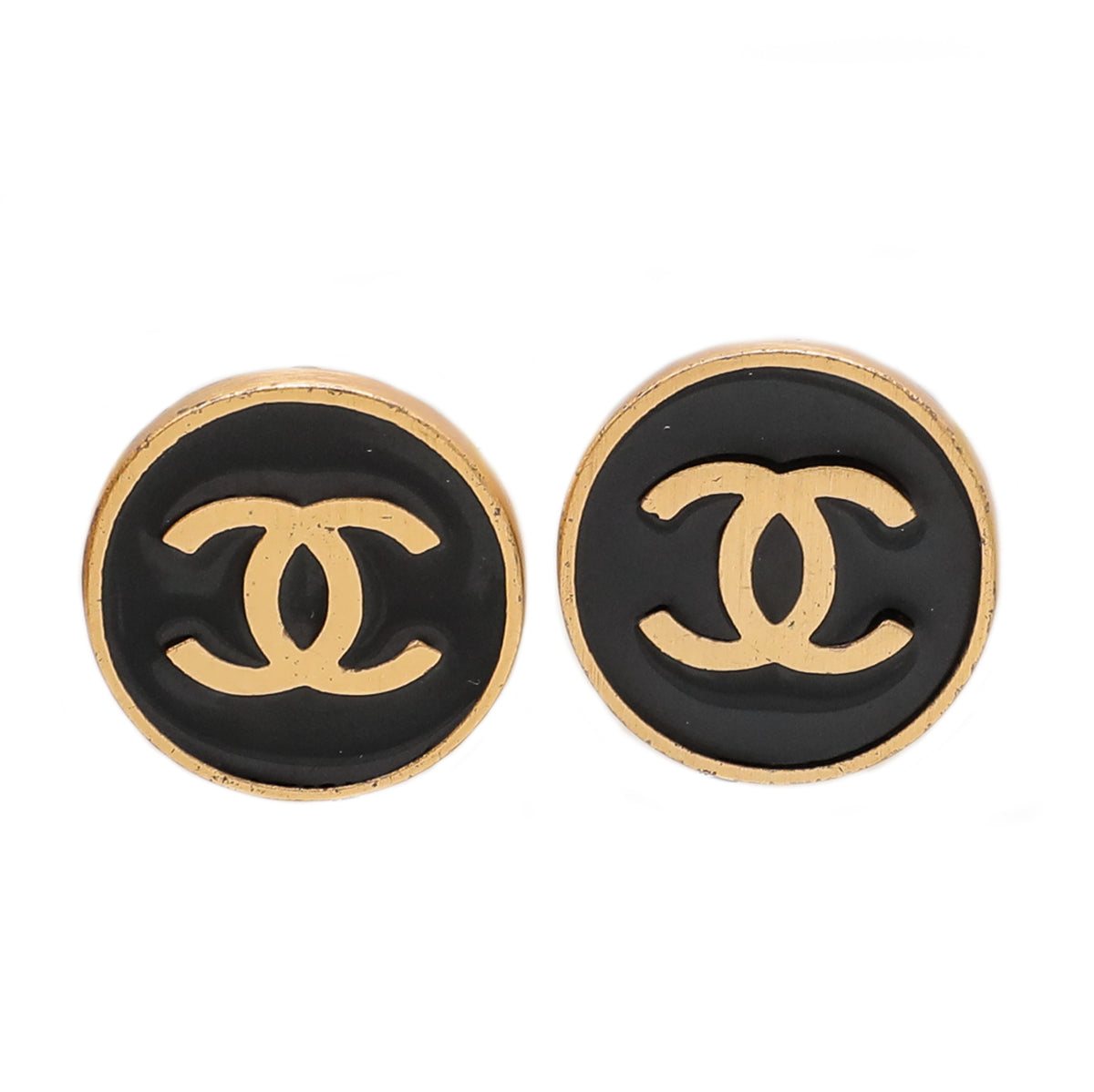 Chanel Black Enamel CC Clip On Earrings