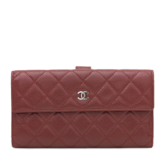 Chanel Dark Red Flap Long Wallet