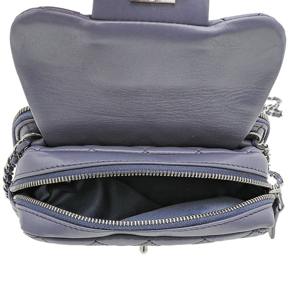 Chanel Grayish Blue Flap Zippy Back Bag-Chanel-THE CLOSET