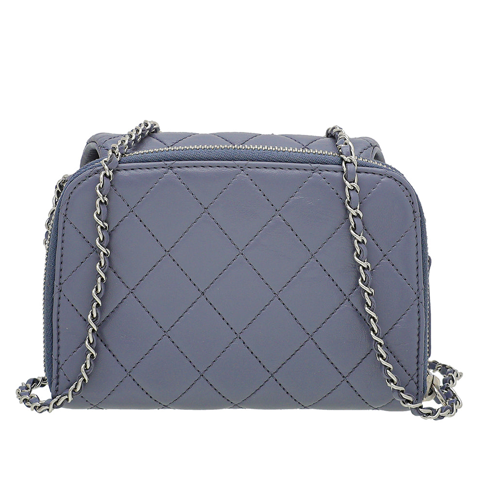 Chanel Grayish Blue Flap Zippy Back Bag