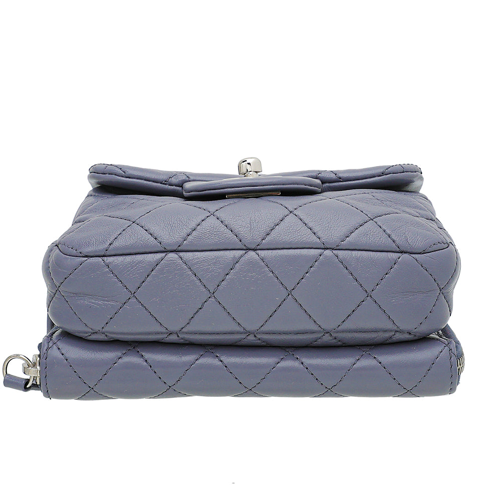 Chanel Grayish Blue Flap Zippy Back Bag-Chanel-THE CLOSET