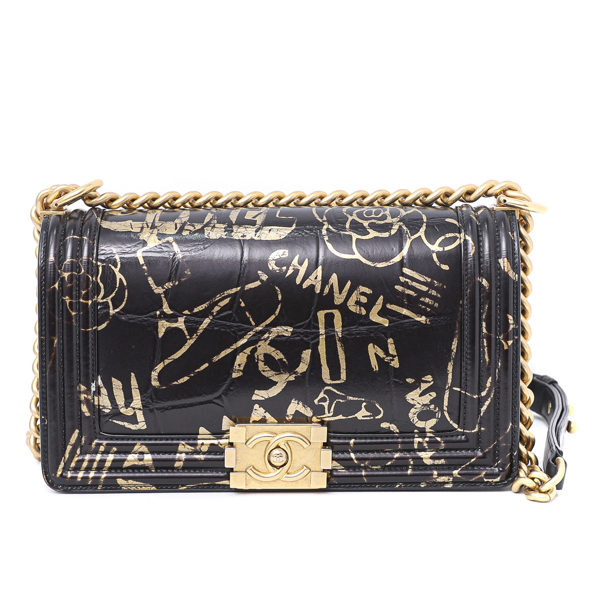 Chanel Black Crocodile Graffiti Boy Bag-Chanel-THE CLOSET