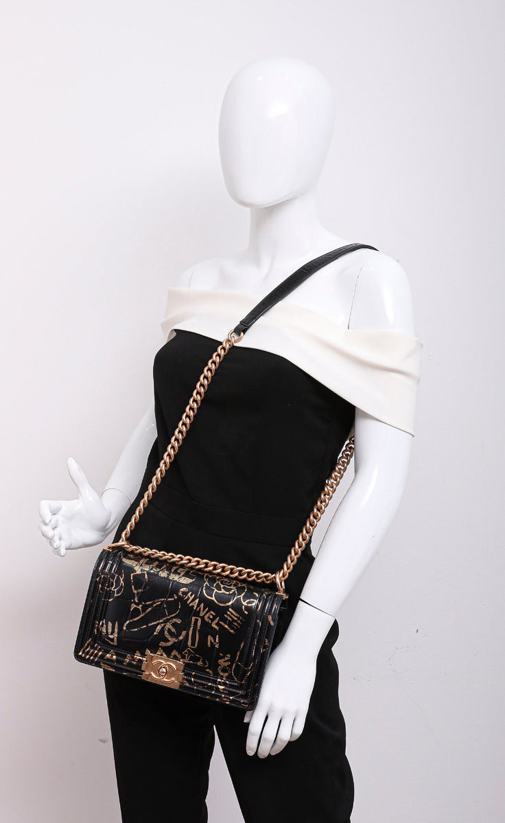 Chanel Black Crocodile Graffiti Boy Bag-Chanel-THE CLOSET