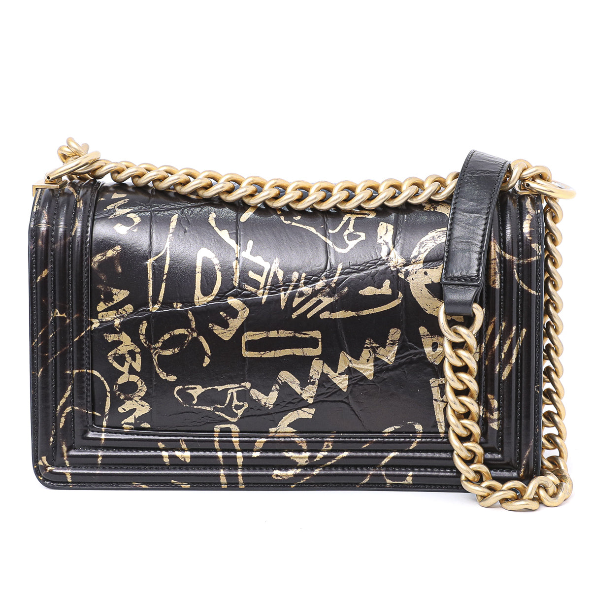 Chanel Black Crocodile Graffiti Boy Bag-Chanel-THE CLOSET