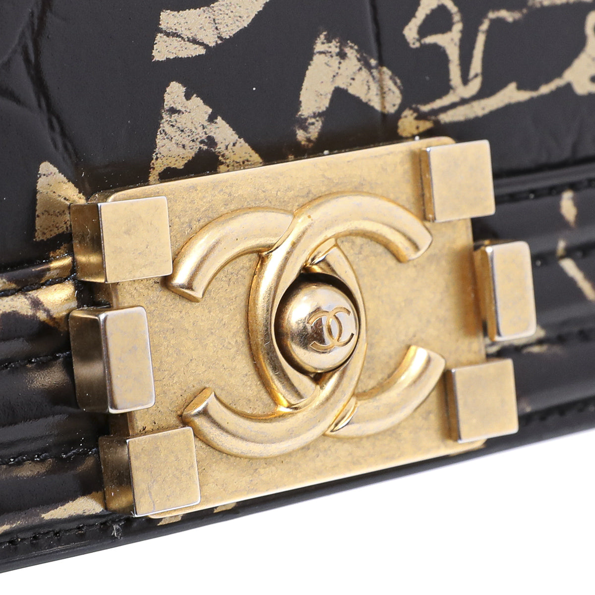 Chanel Black Crocodile Graffiti Boy Bag-Chanel-THE CLOSET