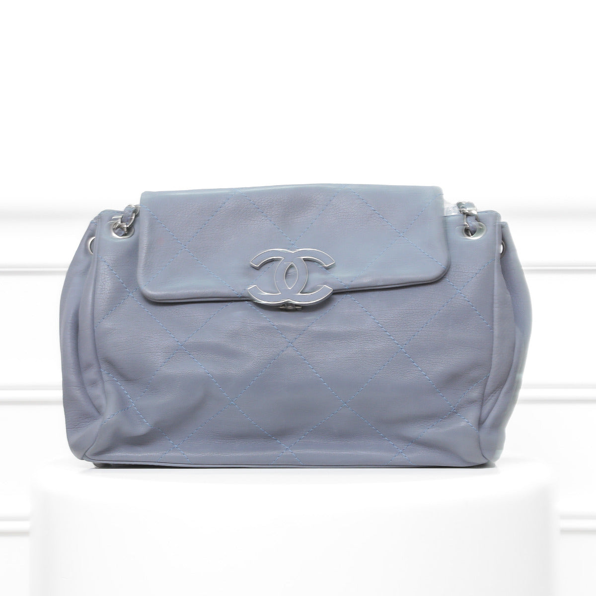 Chanel Teal Gray Hampton Accordion Shoulder Bag-Chanel-THE CLOSET