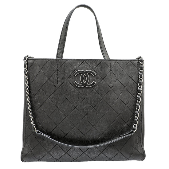 Chanel Double Stitch Hamptons Accordion Flap Tote Quilted Calfskin Large