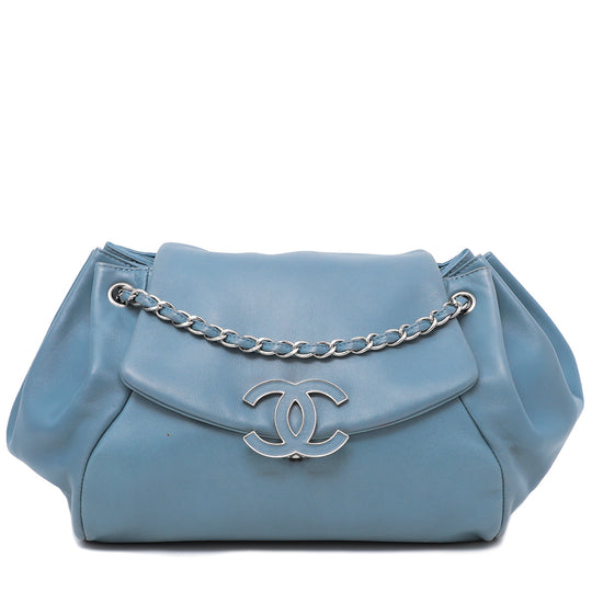 Chanel Cyan Blue Hampton Flap Shoulder Bag