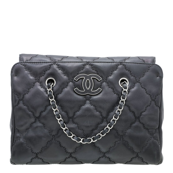 Chanel Black Hampton Shopping Tote Bag