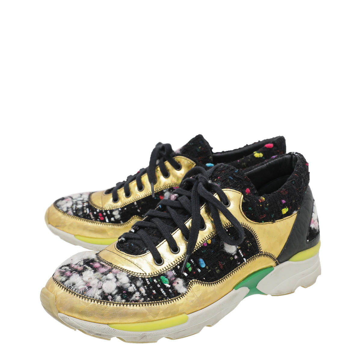 Chanel Multicolor Holographic Tweed Runway Sneakers 38.5