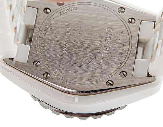 Chanel White Ceramic Diamond J12 Watch