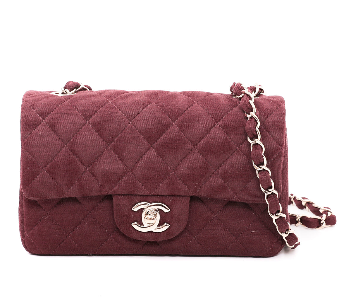 Chanel Maroon Jersey Classic Flap Bag-Chanel-THE CLOSET