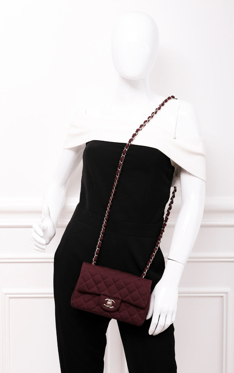 Chanel Maroon Jersey Classic Flap Bag-Chanel-THE CLOSET