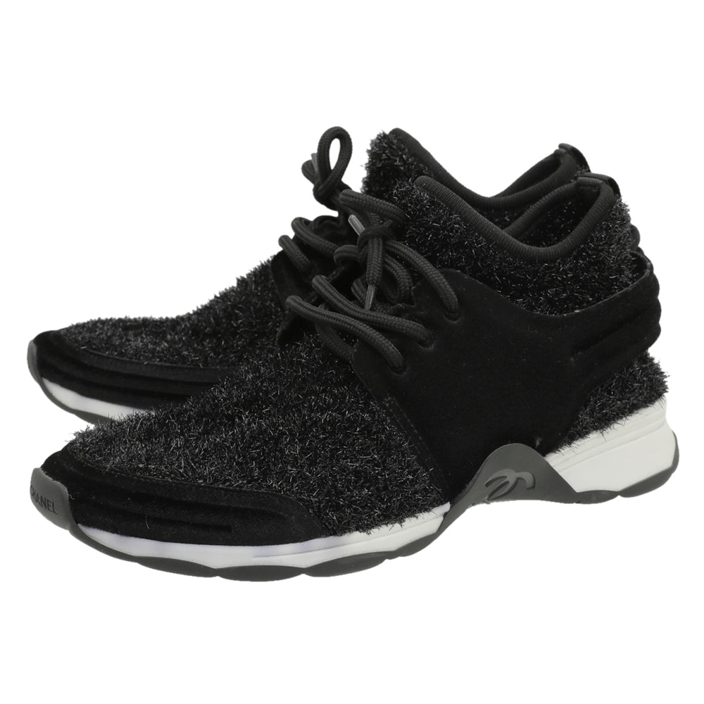 Chanel Black Knit Sock Sparkle Weekend Trainers Sneaker 40.5-Chanel-THE CLOSET