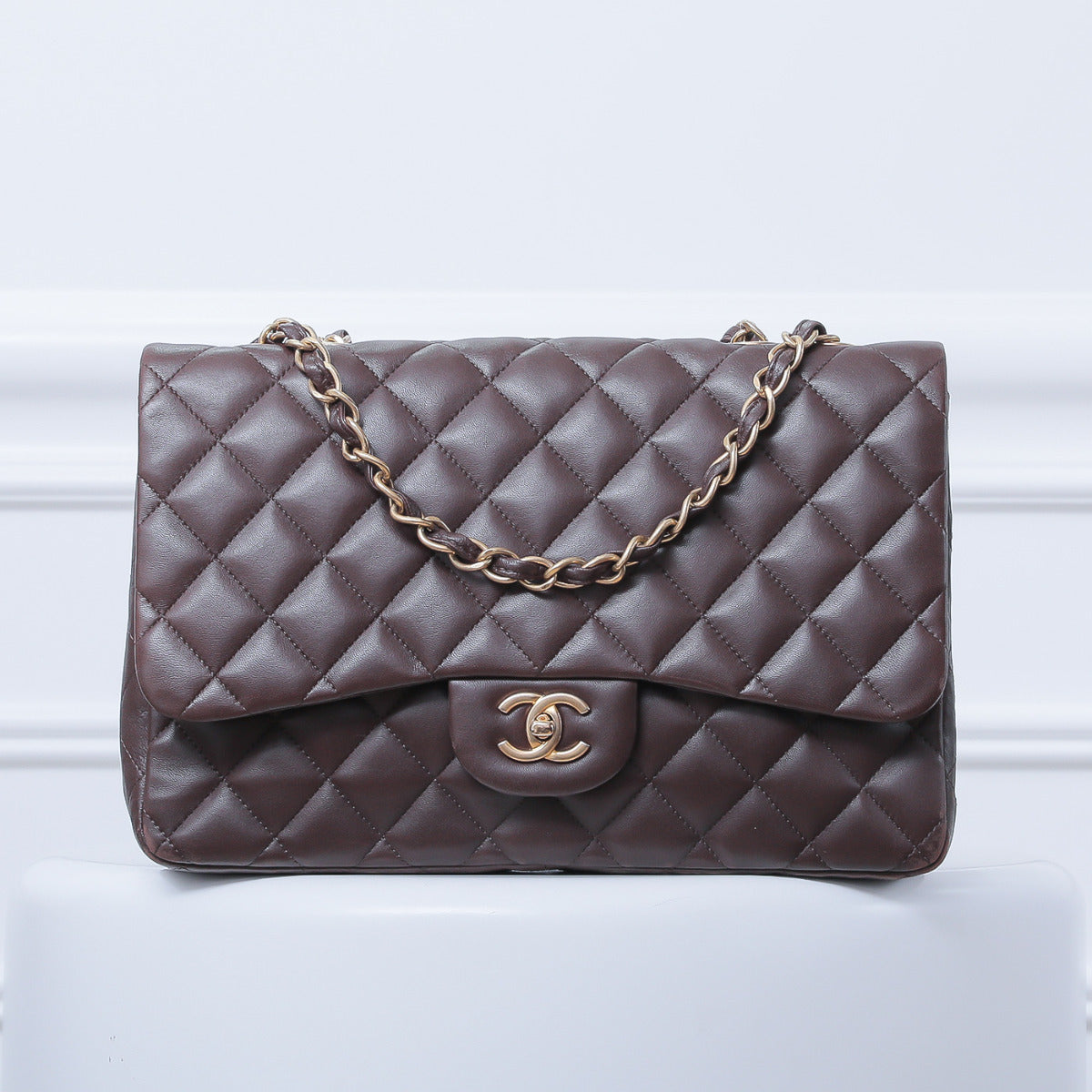 Chanel Dark Brown Classic Single Flap Jumbo-Chanel-THE CLOSET