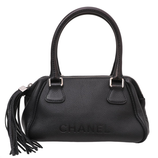 Chanel Black Lax Tassel Bowler Bag