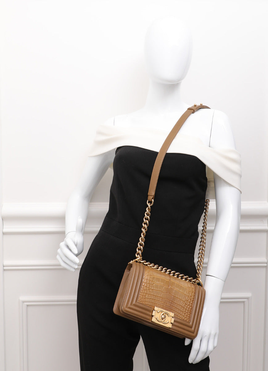 Chanel Mocca Alligator Le Boy Small Flap Bag-Chanel-THE CLOSET