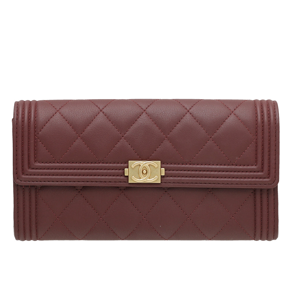 Chanel Burgundy Le Boy Flap Wallet-Chanel-THE CLOSET