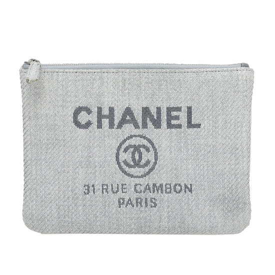 Chanel Blue CC Tweed Deauville Zip Pouch