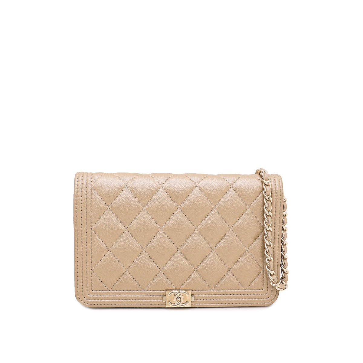 Chanel Metallic Champagne Le Boy Wallet On Chain-Chanel-THE CLOSET