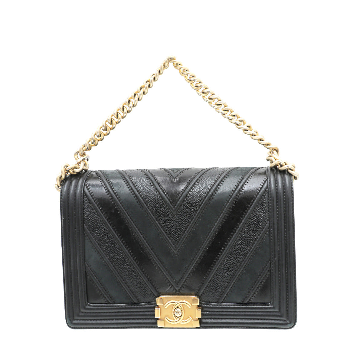 Chanel Black Le Boy Chevron Mix New Medium Bag-Chanel-THE CLOSET