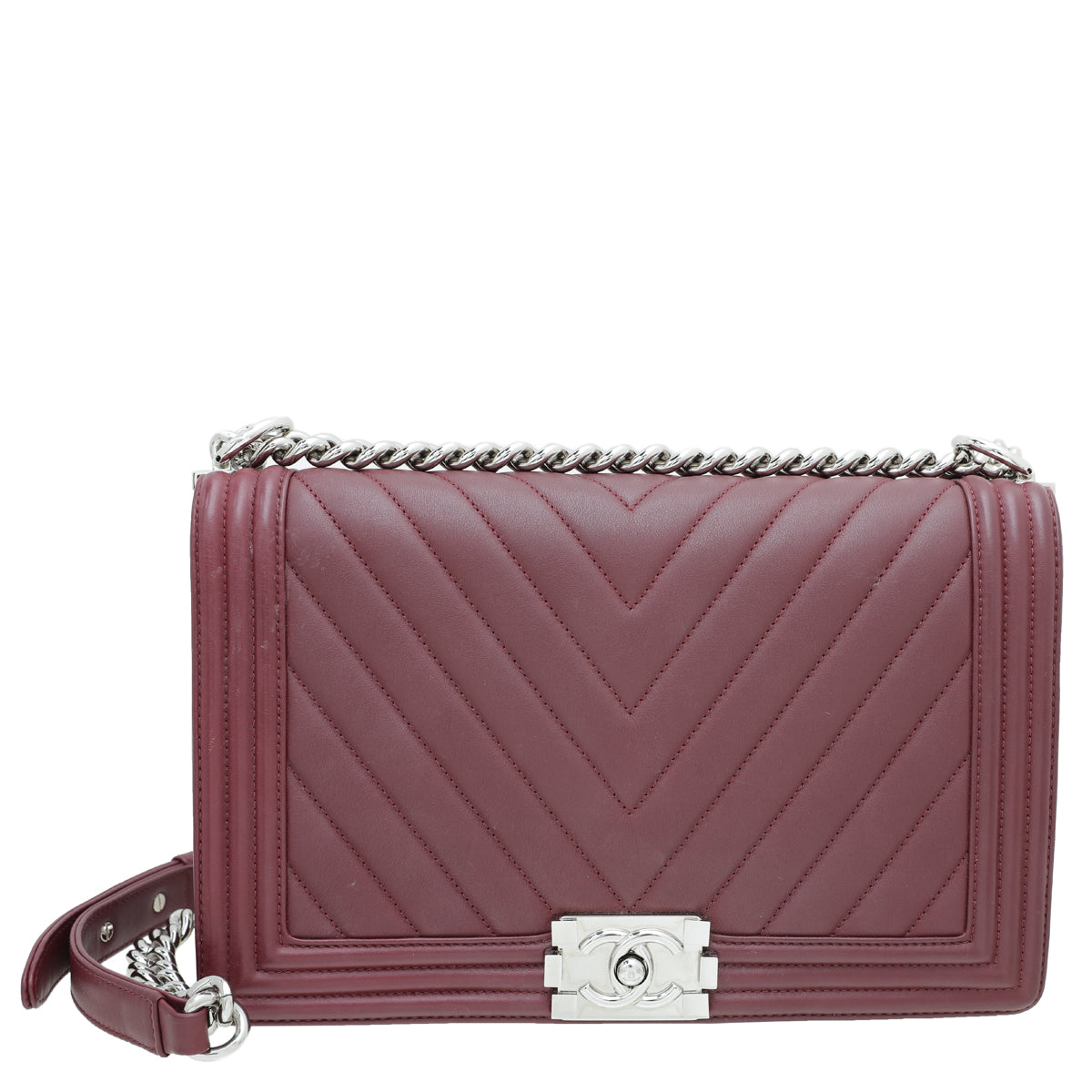 Chanel Burgundy Le Boy Chevron New Medium Flap Bag-Chanel-THE CLOSET