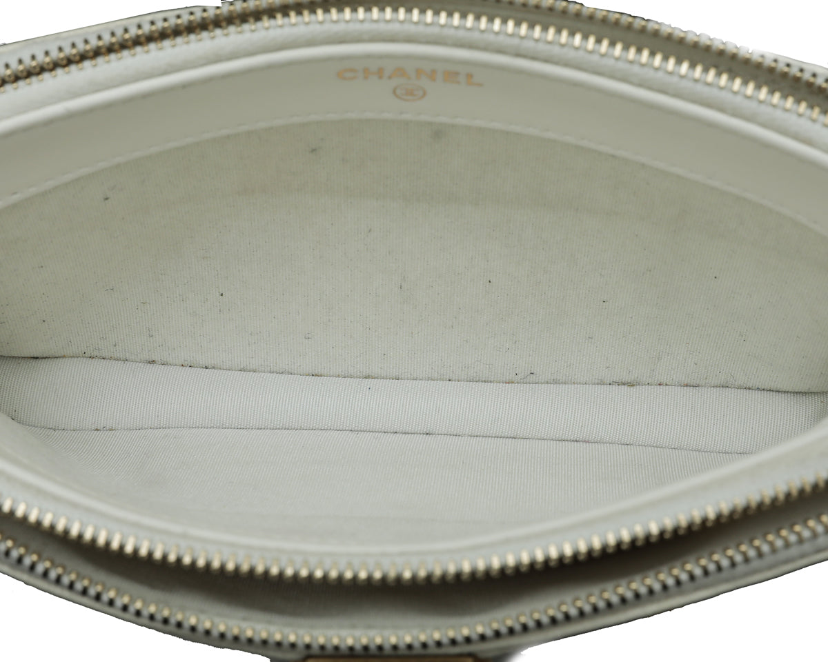 Chanel White Le Boy Double Zip Around Wallet On Chain-Chanel-THE CLOSET