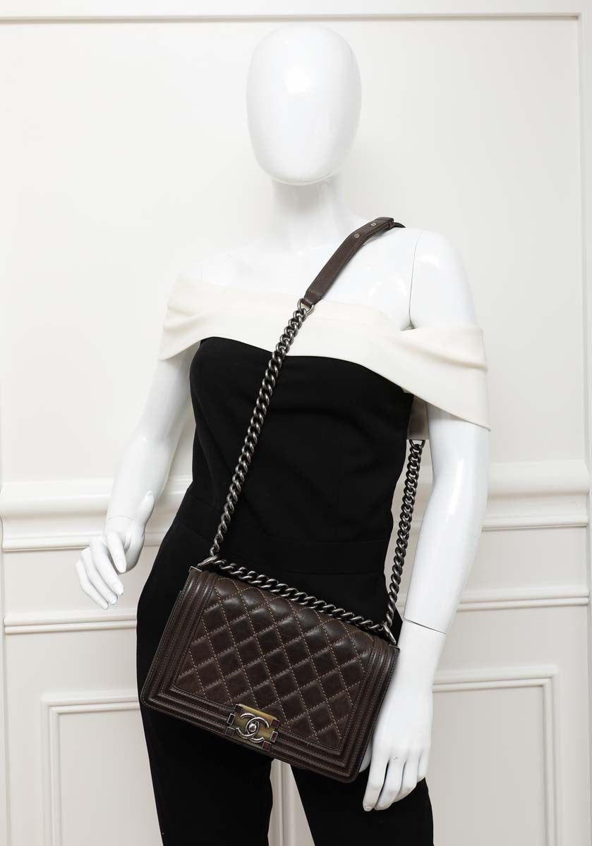 Chanel Brown Le Boy Fade Enamel Hardware Bag-Chanel-THE CLOSET