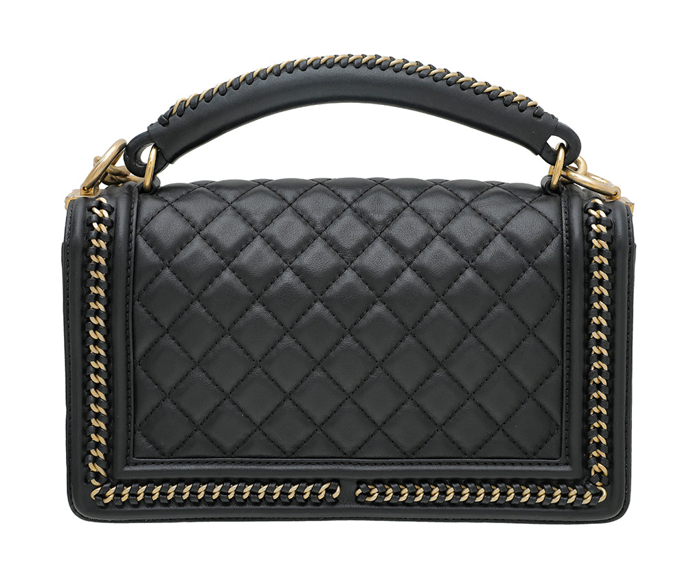 CHANEL Boy Chanel Used Clutch Bag Black LED Second Bag Briefcase Italy  #AH386 M