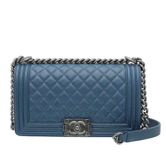 Chanel Blue Quilted Le Boy Medium Bag