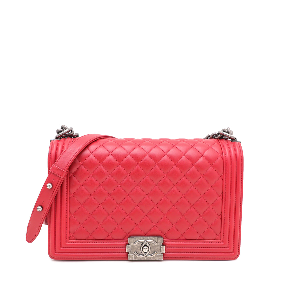 Chanel Red Le Boy Medium Flap Bag-Chanel-THE CLOSET