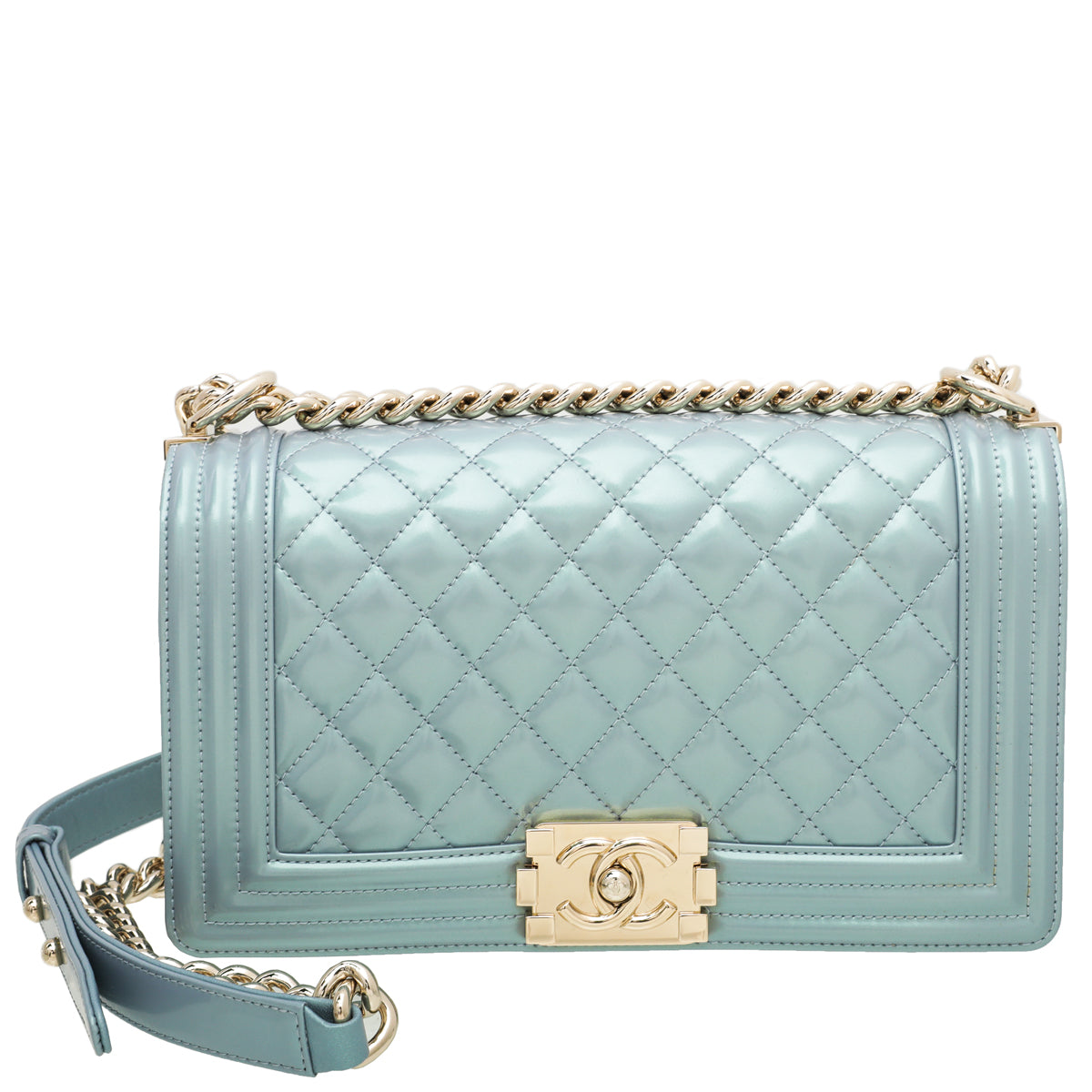 Chanel Pearly Blue Le Boy Metallic Flap Medium Bag-Chanel-THE CLOSET