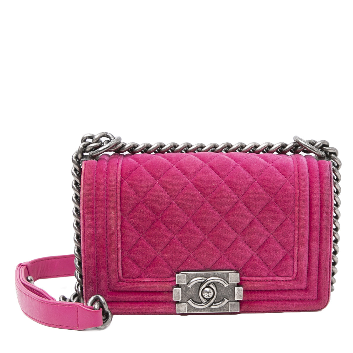 Chanel Pink Le Boy Velvet Bag-Chanel-THE CLOSET