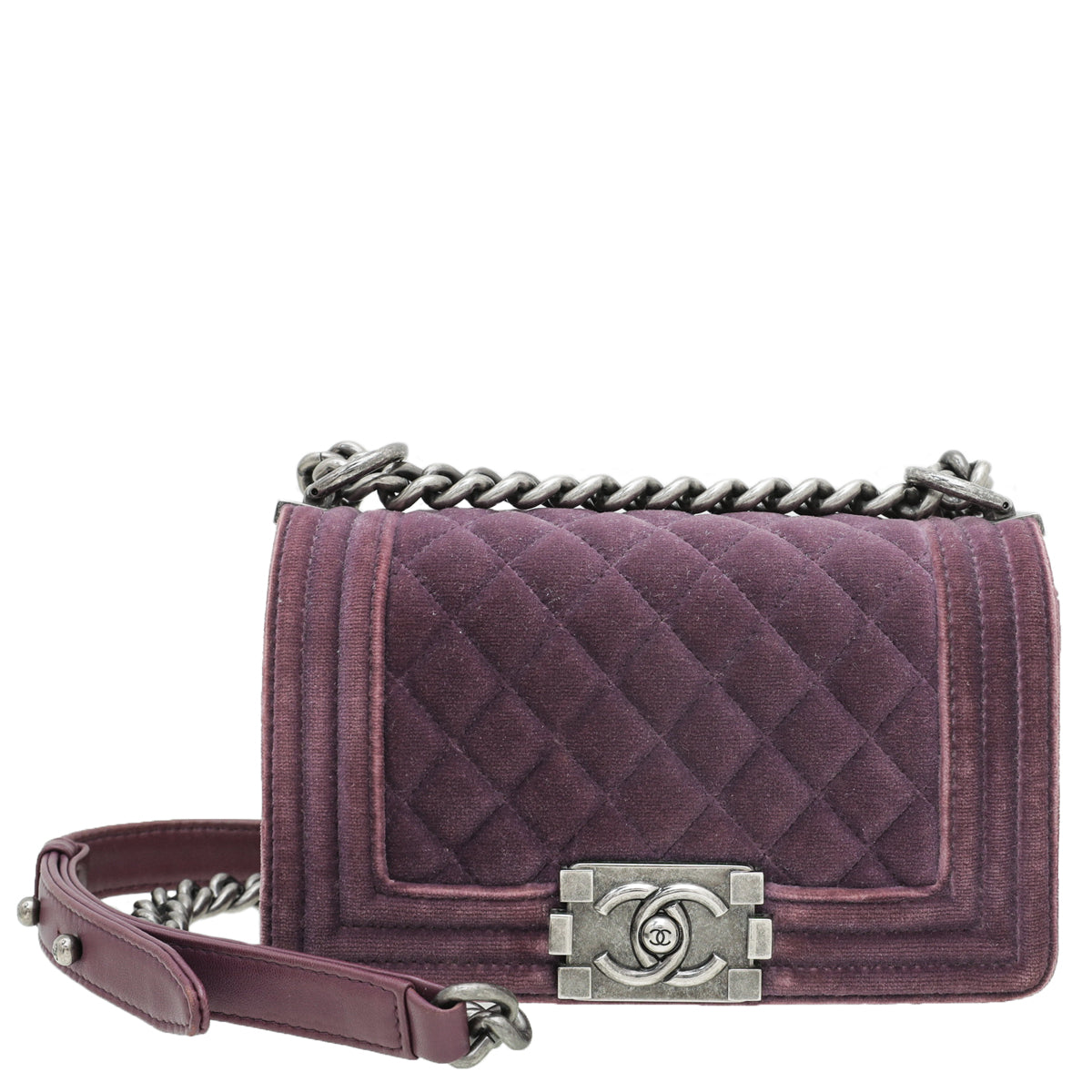 Chanel Purple Velvet Le Boy Small Flap Bag-Chanel-THE CLOSET