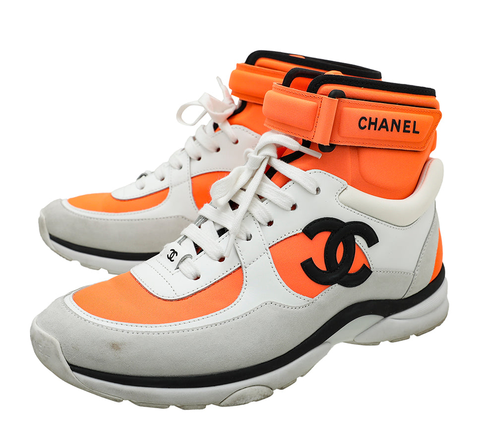 Chanel Tricolor Neoprene High Top CC Sneakers 38 – The Closet
