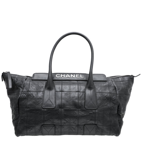Chanel Black Logo Chocolate Bar Weekend Bag
