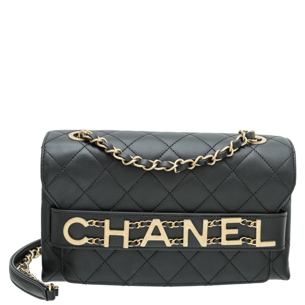 Chanel Black Logo Enchained Flap Medium Bag-Chanel-THE CLOSET
