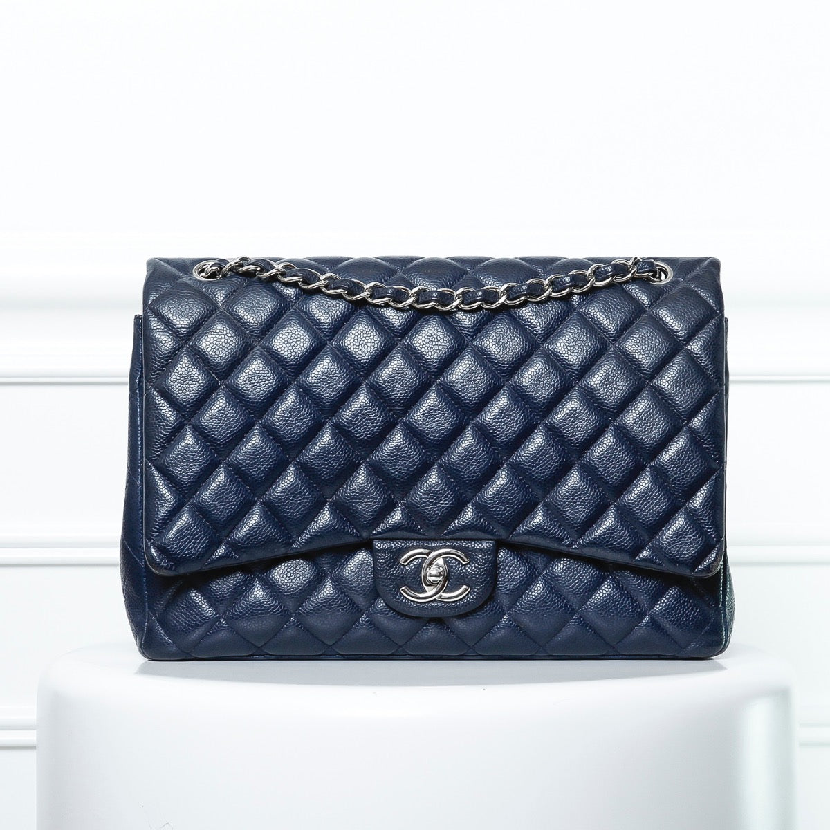 Chanel Dark Blue Maxi Double Flap-Chanel-THE CLOSET