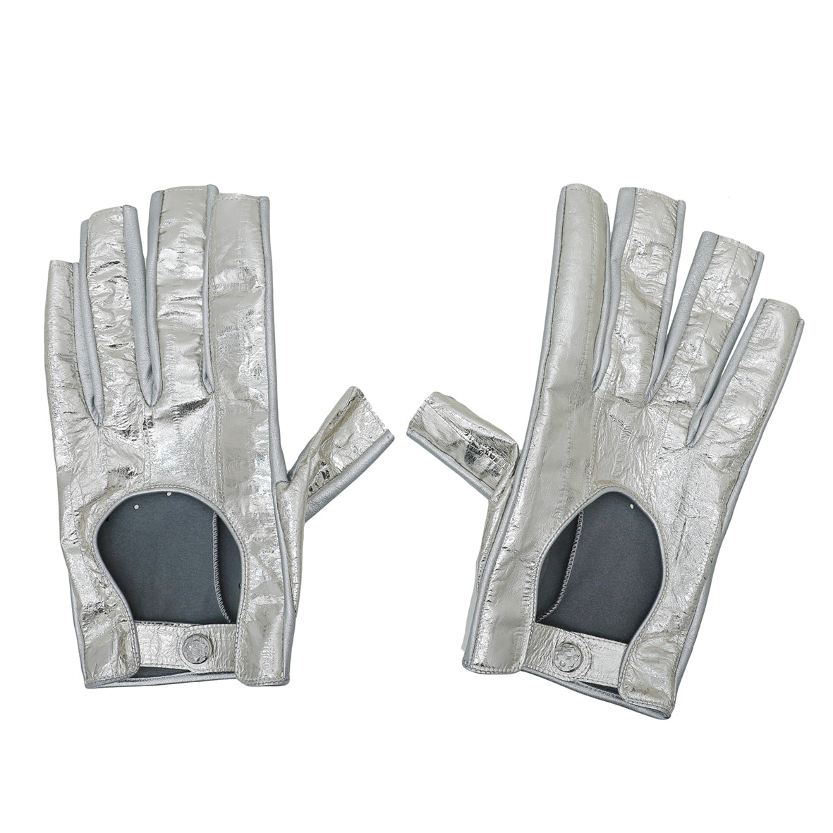Chanel Pre-owned metallic-sheen Leather Gloves - Silver