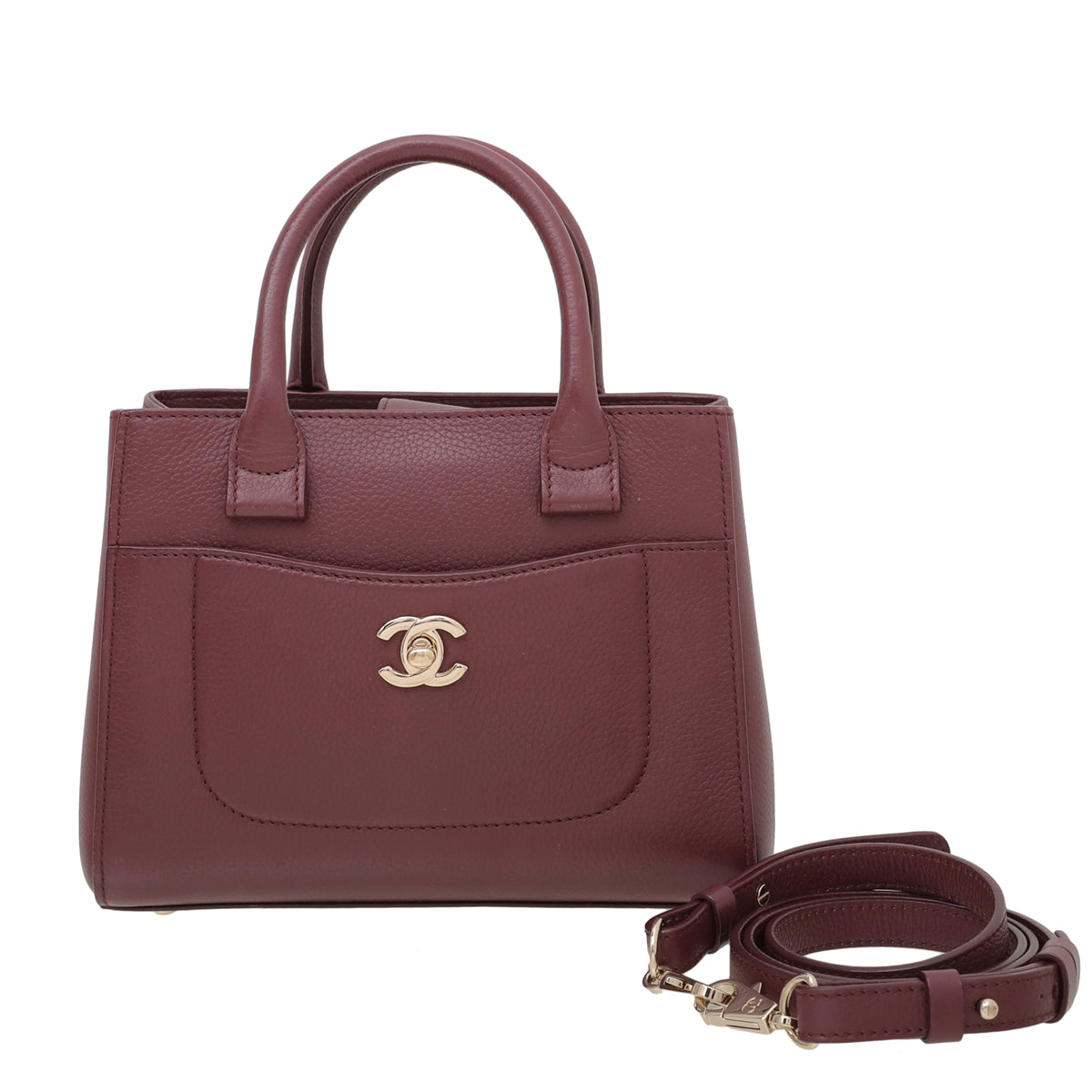 Chanel Burgundy Neo Executive Mini Shopping Tote Bag-Chanel-THE CLOSET