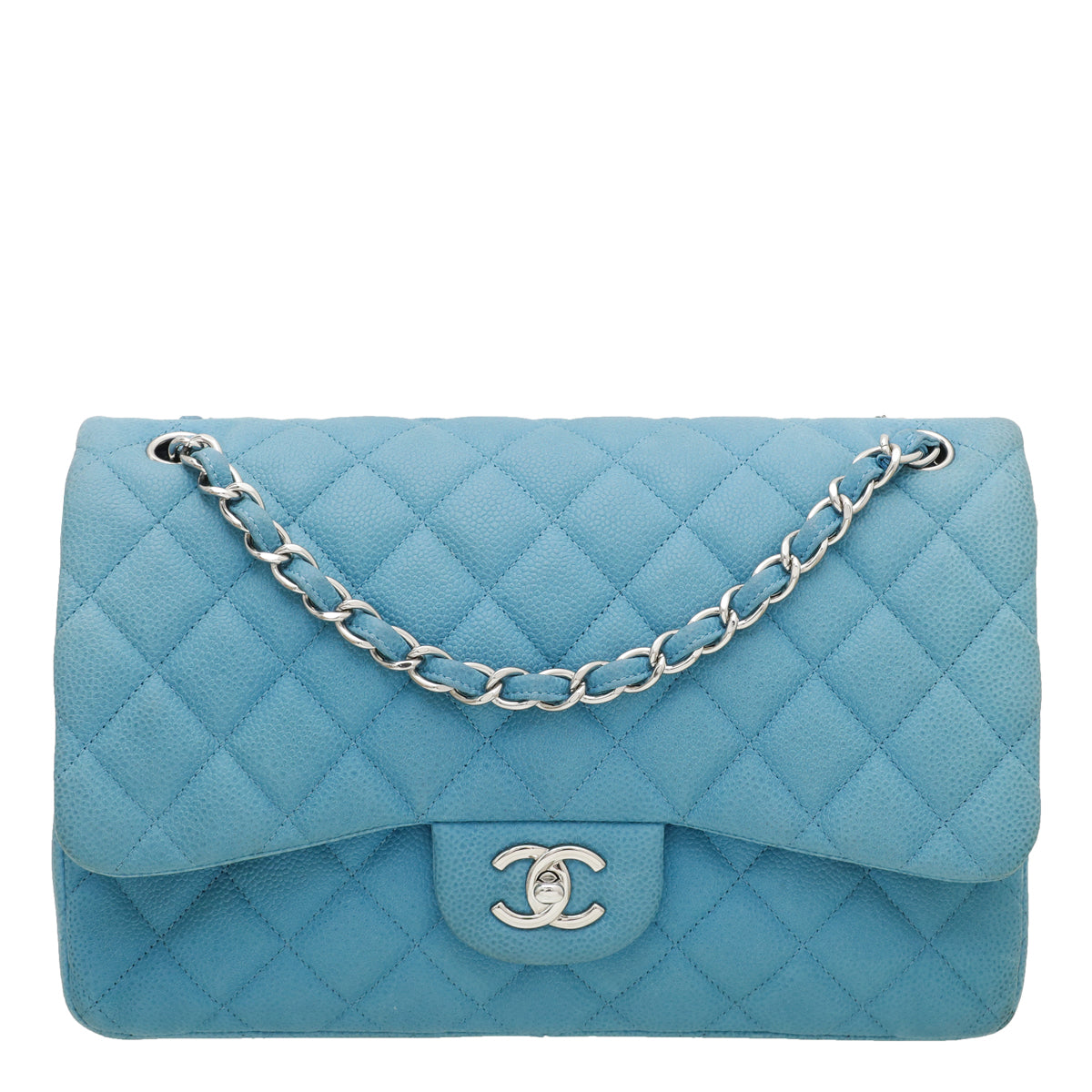 Chanel Steel Blue Double Flap Jumbo Bag-Chanel-THE CLOSET