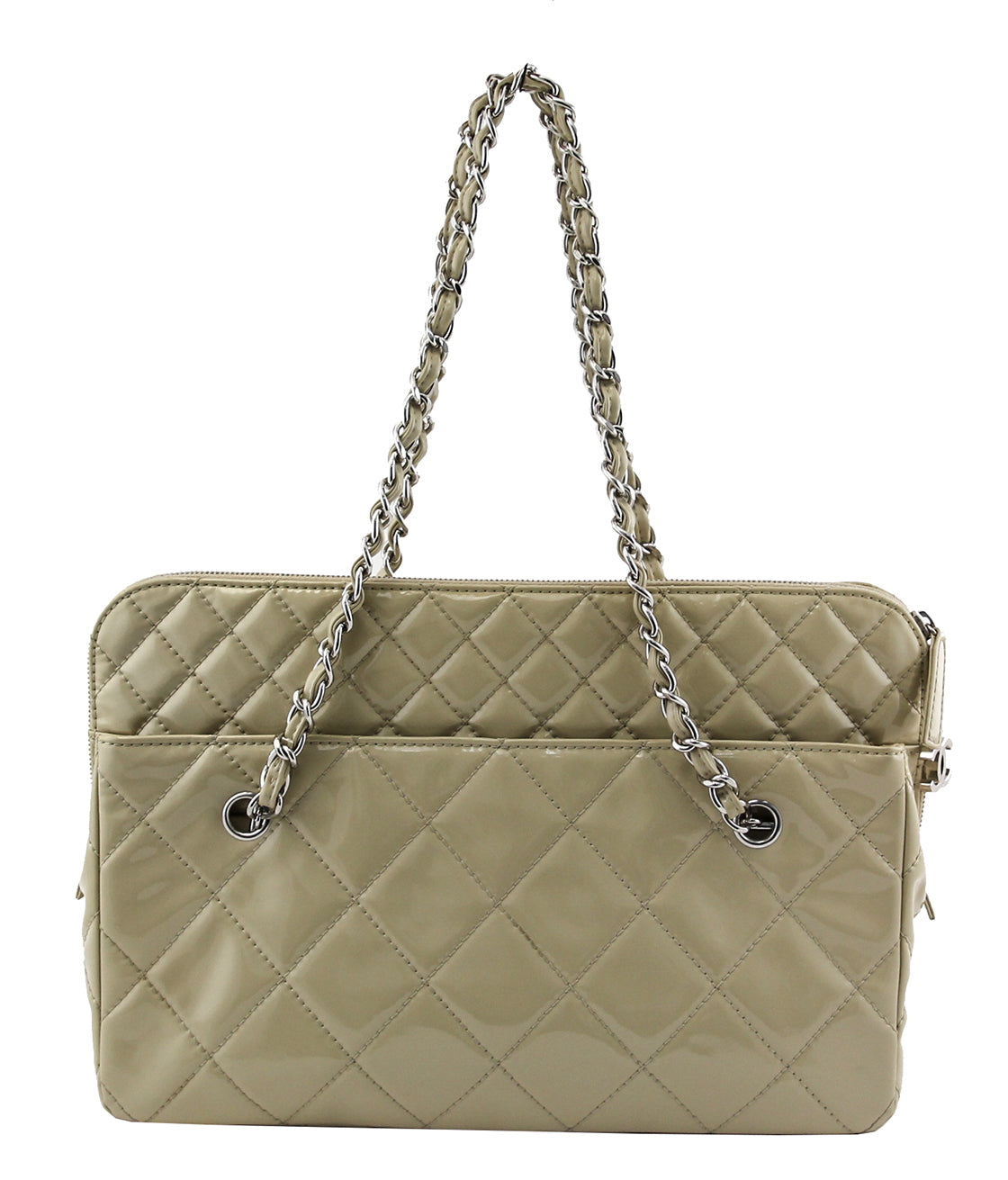 Chanel Off-White Zipped Shoulder Bag-Chanel-THE CLOSET