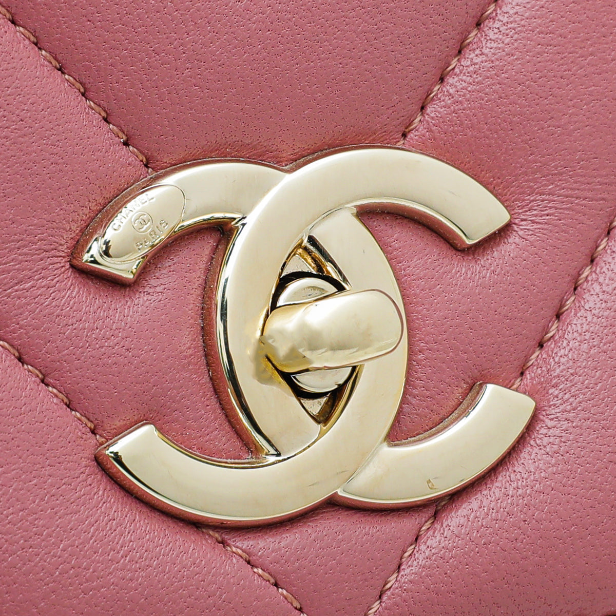 Chanel Pink Chevron Quilted Leather Classic O-Case Zip Large Pouch