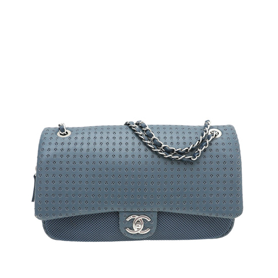 Chanel Blue Perforated Easy Flap Jumbo Bag
