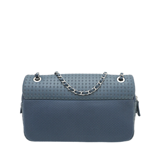 Chanel Blue Perforated Easy Flap Jumbo Bag