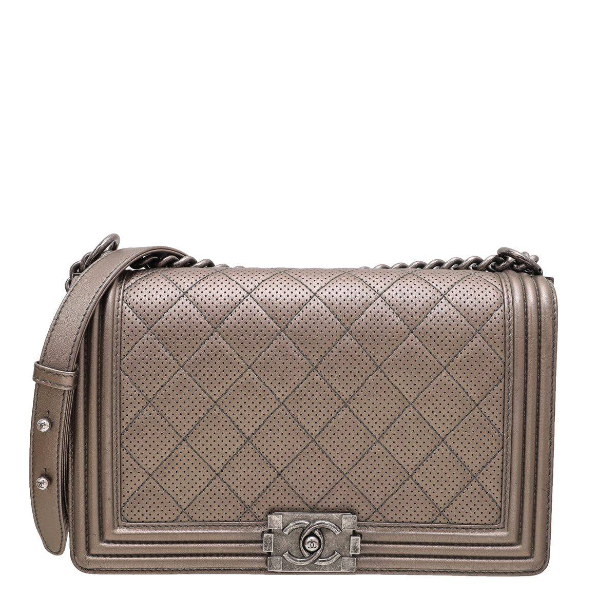 Chanel Bronze Gold Perforated Le Boy New Medium Bag-Chanel-THE CLOSET