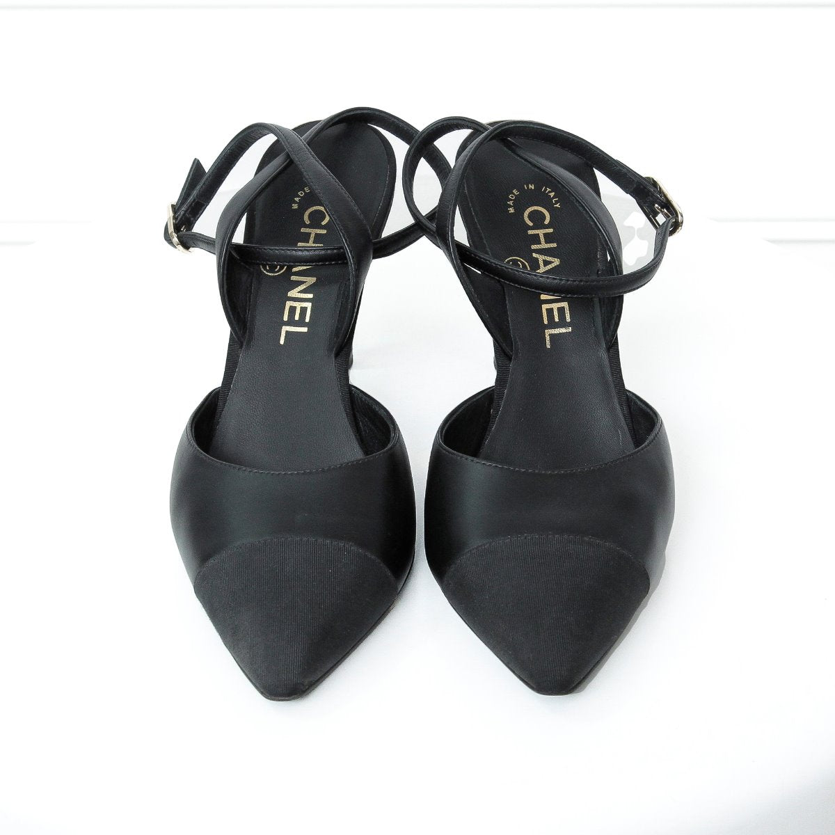 Chanel Black Pointed Cross Sandals 37-Chanel-THE CLOSET