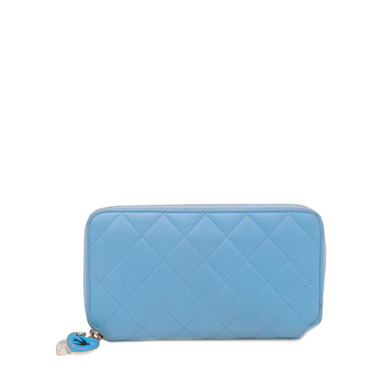 Chanel Light Blue Porte Bonheur Zip Around Wallet