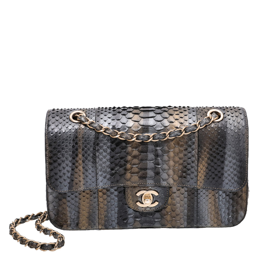 Chanel Midnight Blue Python Classic Double Flap Bag – The Closet