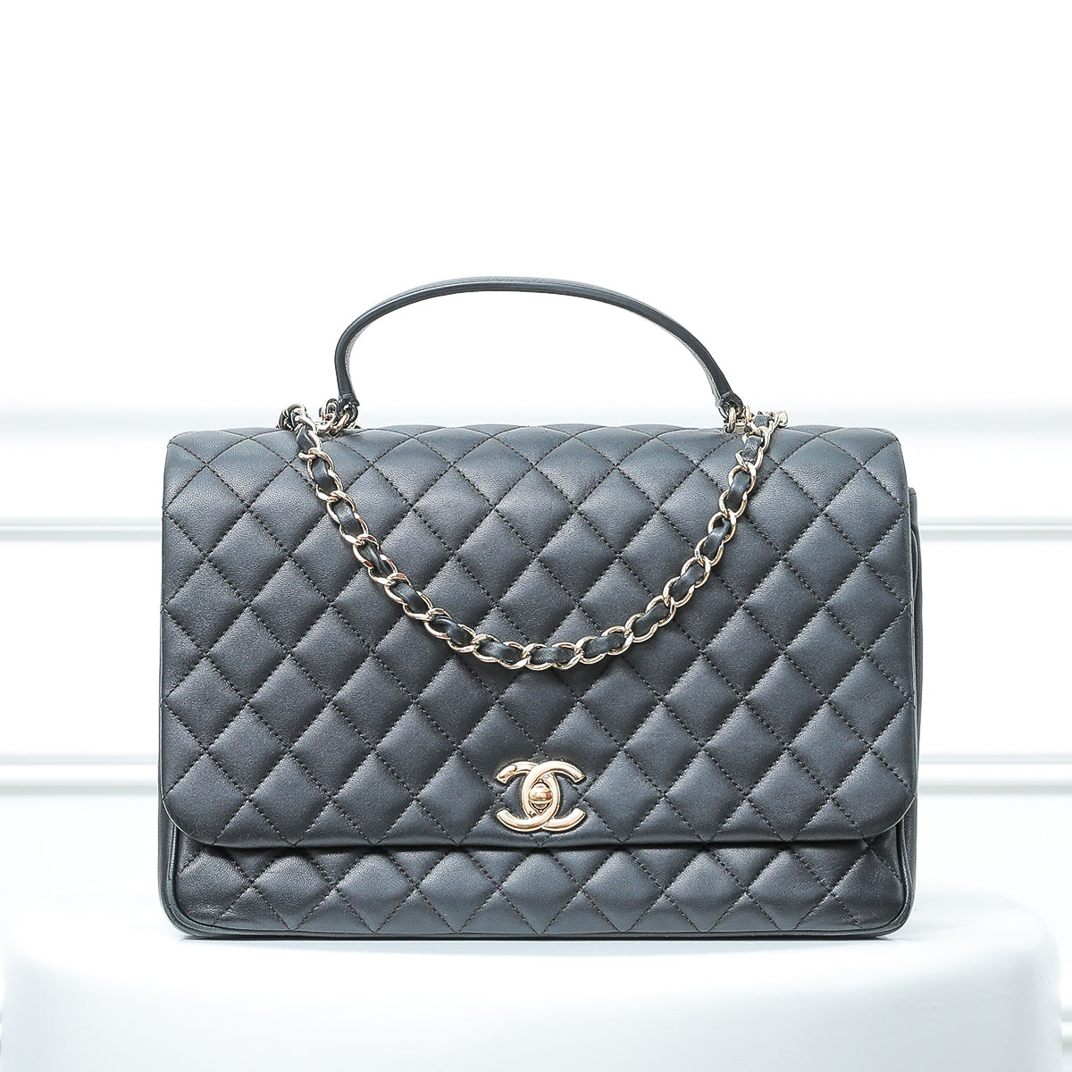 Chanel Black Quilted Top Handle Bag